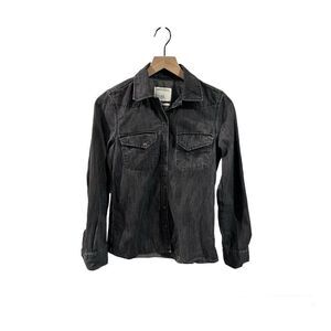 Zara Denim Black Snap Button Down Size XS